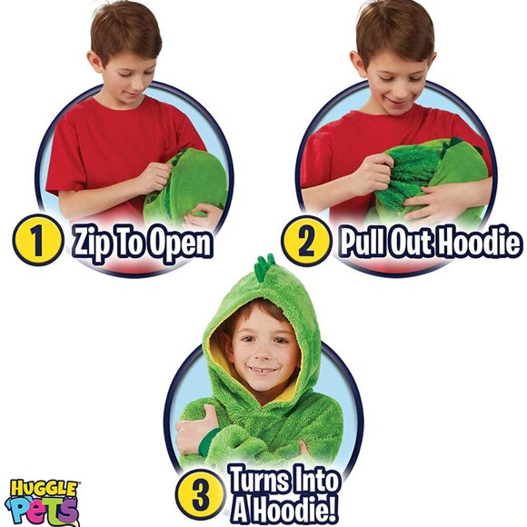 Huggle Pets Dinosaur Hoodie Front Pocket Comfy Soft Plush Fall Cute Kidcore - Picture 5 of 13